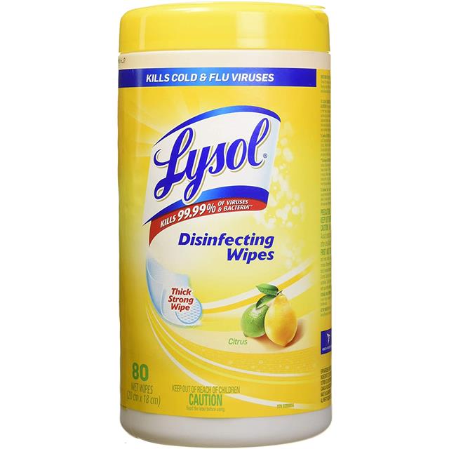 【亚马逊折扣随时无】Lysol消毒湿斤柠檬味80抽$4.99!灭杀99.9%病毒