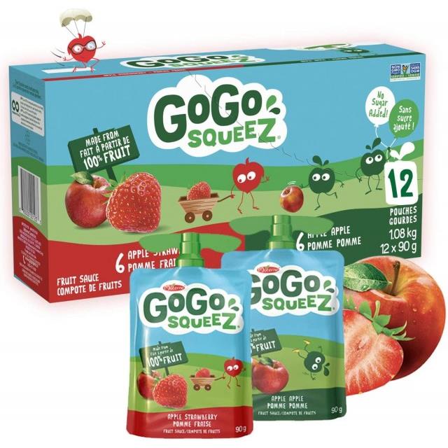 Go Go squeeZ 纯鲜果泥12袋 苹果草莓 不加糖