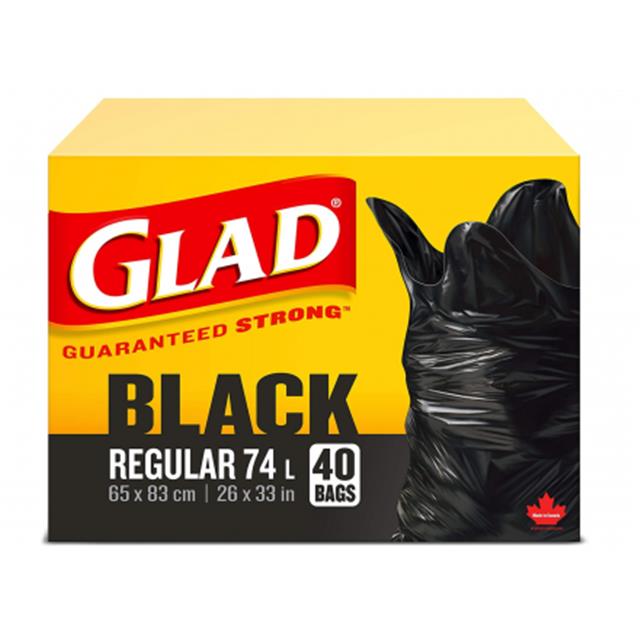 Glad 户外用74升超结实黑色垃圾袋40个$6.97