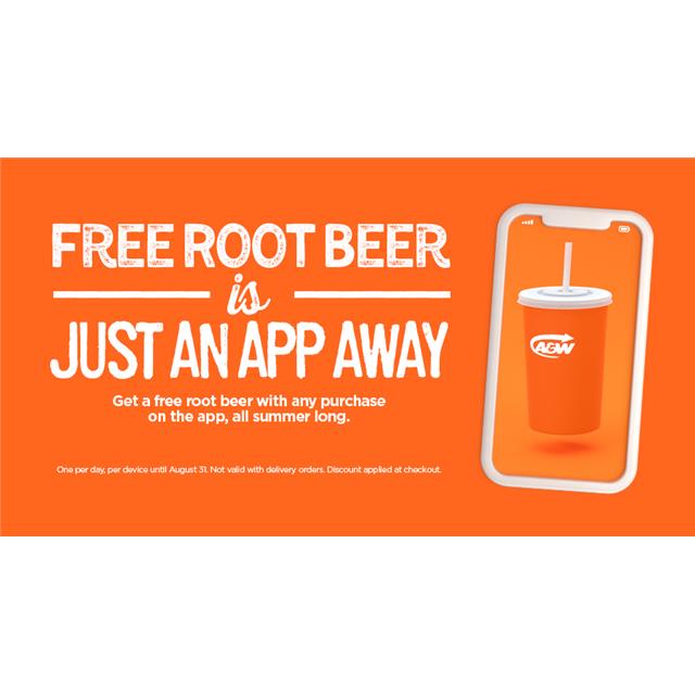 A&W：在 8 月 31 日前在应用程序上购买任何商品均可免费获得Root Beer