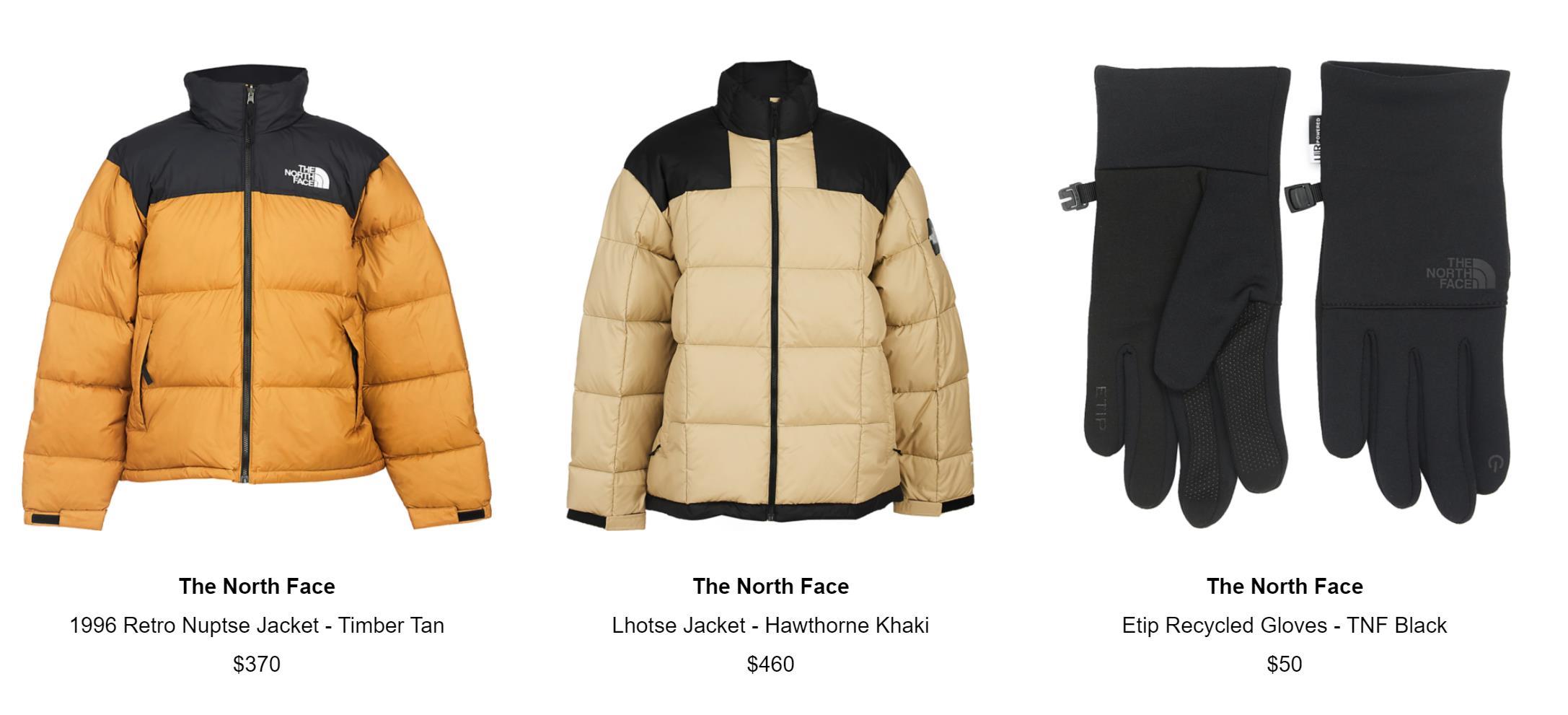 The North Face 冬季冲锋衣、面包服7.5折收