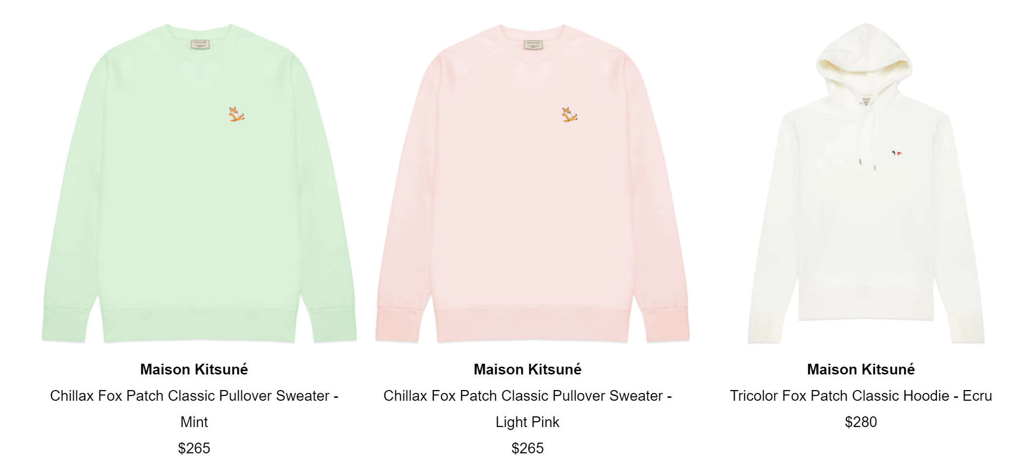 Maison Kitsune美衣5.3折起!$188收浅粉卫衣