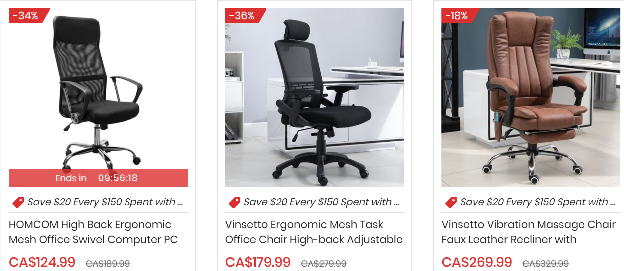 电脑桌办公椅4折起+满减+免邮!电竞椅$139.99