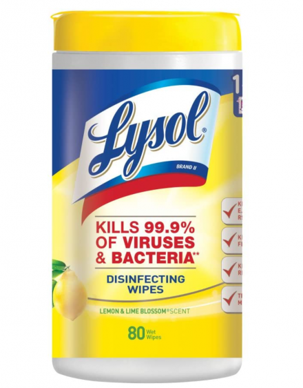 Lysol 消毒湿巾$17.99收80张!日常消毒必备