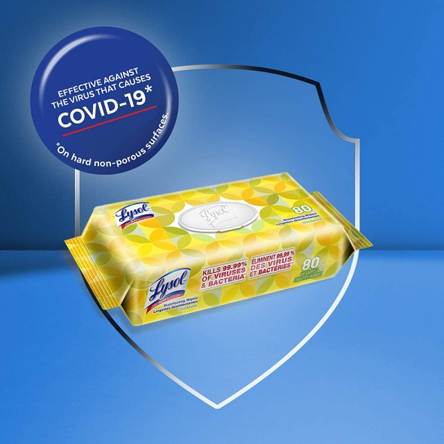 LYSOL 柠檬香型消毒湿巾热卖 80片，4包320片