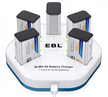 EBL 镍氢可充电电池5件套+充电器套装$16.99