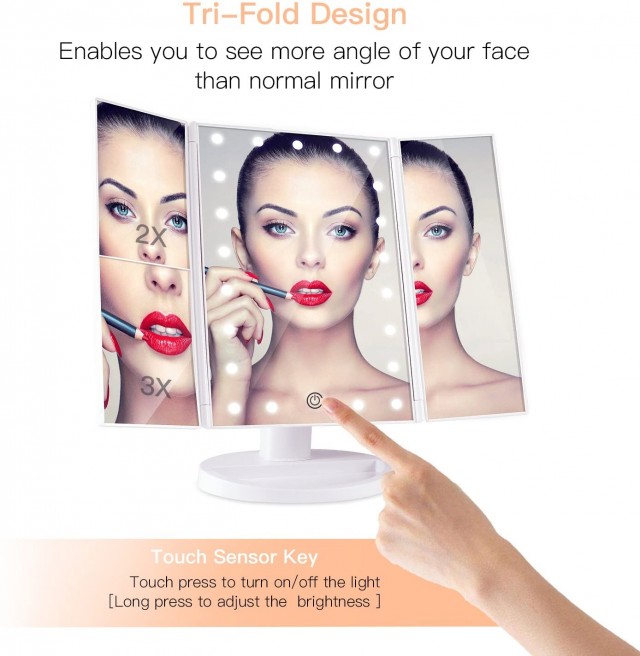 BESTOPE 折叠LED化妆镜 触摸屏可调节亮度