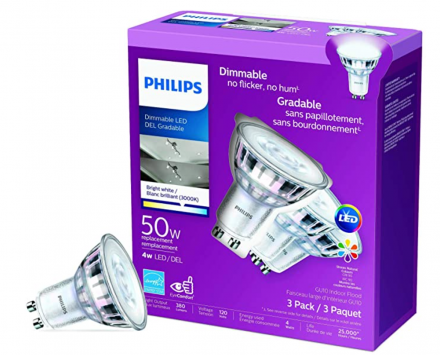 Philips Led 50瓦等效节能射灯3件套$2.66！